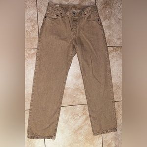 🥈 Vtg 90s Y2K  501 Beige Khaki Brown Jeans Button Fly Sz 32x29.5 See Details